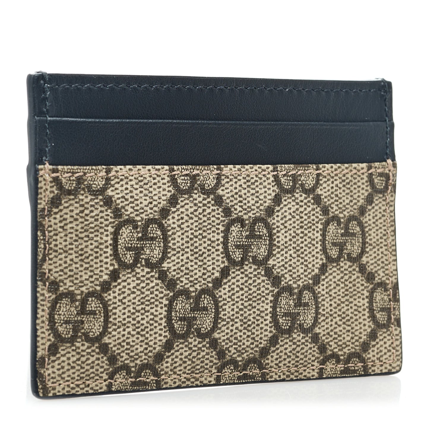 GG Supreme Monogram Calfskin Card Holder Beige Black