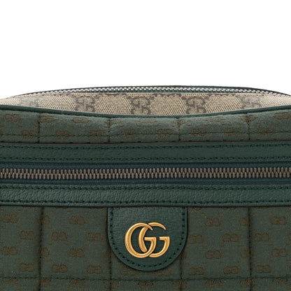 Gucci Monogram GG Mignon Textured Dollar Calfskin GG Supreme Monogram Quilted Mini GG Belt Bag Green Beige Ebony 8 of 12