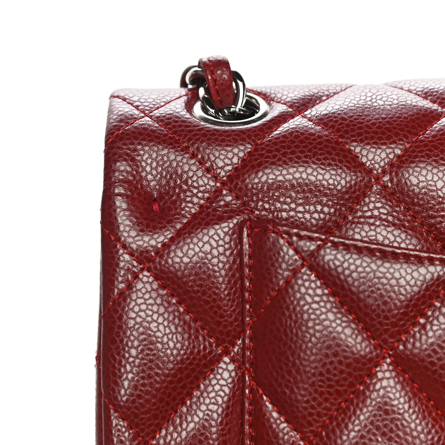 Chanel Caviar Quilted Jumbo Double Flap Dark Red 17 of 20