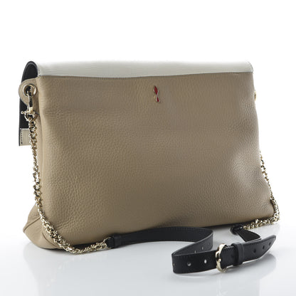 Christian Louboutin Calfskin Colorblock Khepira Shoulder Bag Beige Multicolor 3 of 9