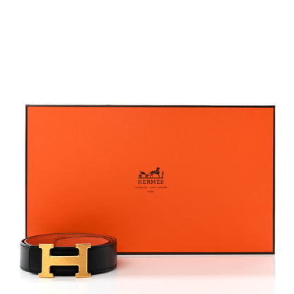 Hermes Box Togo 32mm H Belt 85 Black Orange 8 of 8