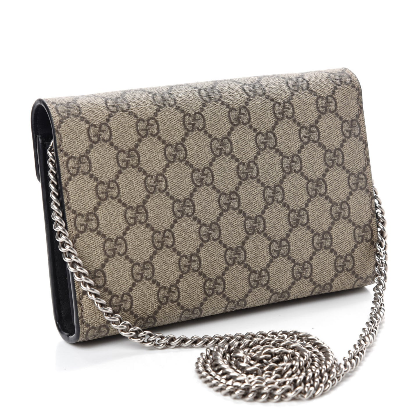 GG Supreme Monogram Mini Dionysus Chain Wallet Beige Black