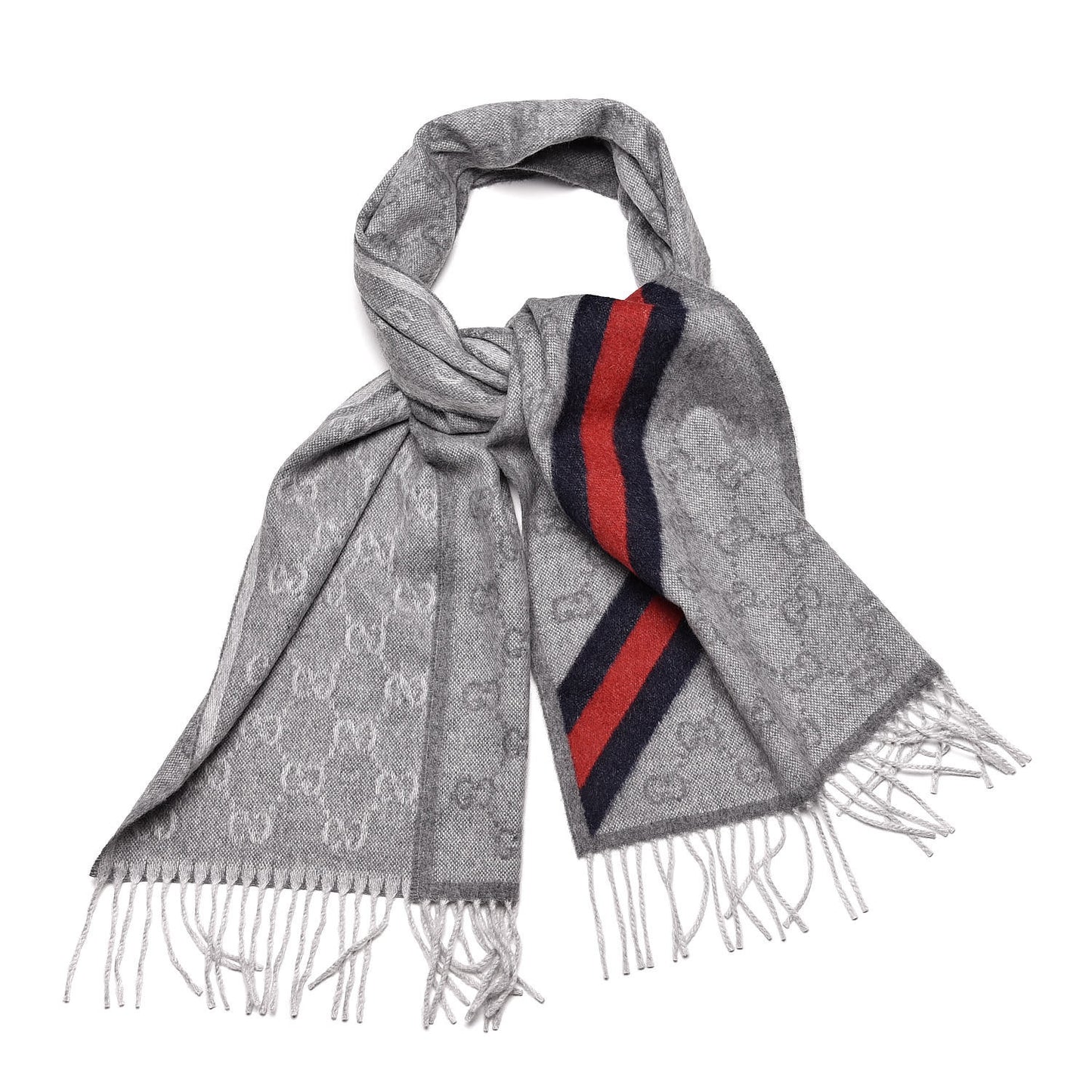 Wool Angora Monogram Web New Nikky Scarf Zinc Blue