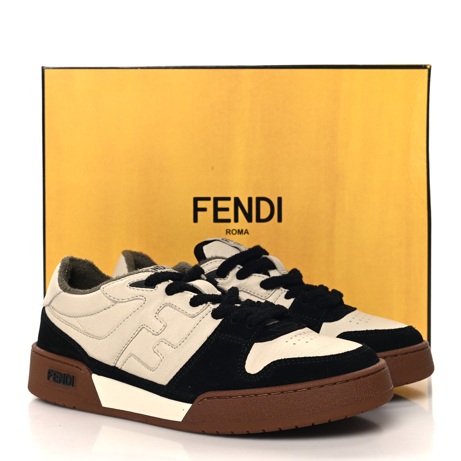 Fendi Suede Vitello Fendi Match Low Top Sneakers 40 Milk Black