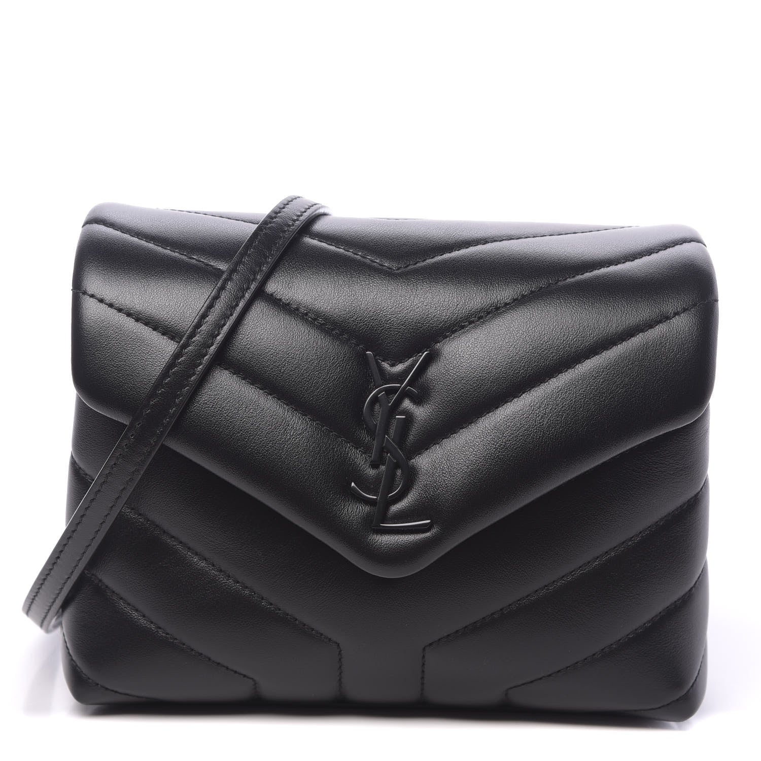 Saint Laurent Calfskin Y Quilted Monogram Toy Loulou Crossbody Bag Black 1 of 10