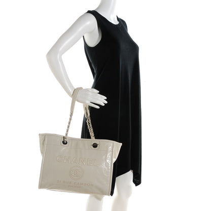 Chanel Glazed Calfskin Small Deauville Tote Ivory 2 of 7