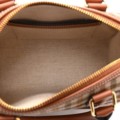 Celine Tweed Calfskin Triomphe Small Boston Bag Tan 5 of 10