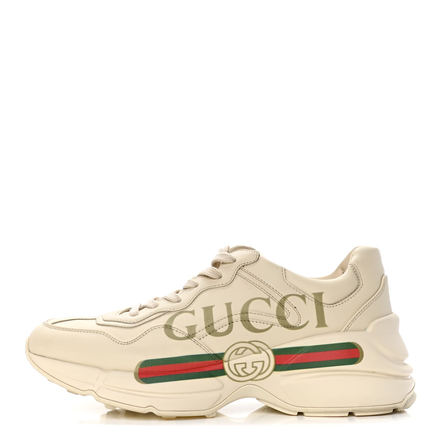 Gucci Calfskin Logo Womens Rhyton Sneakers 39 Ivory 1 of 20