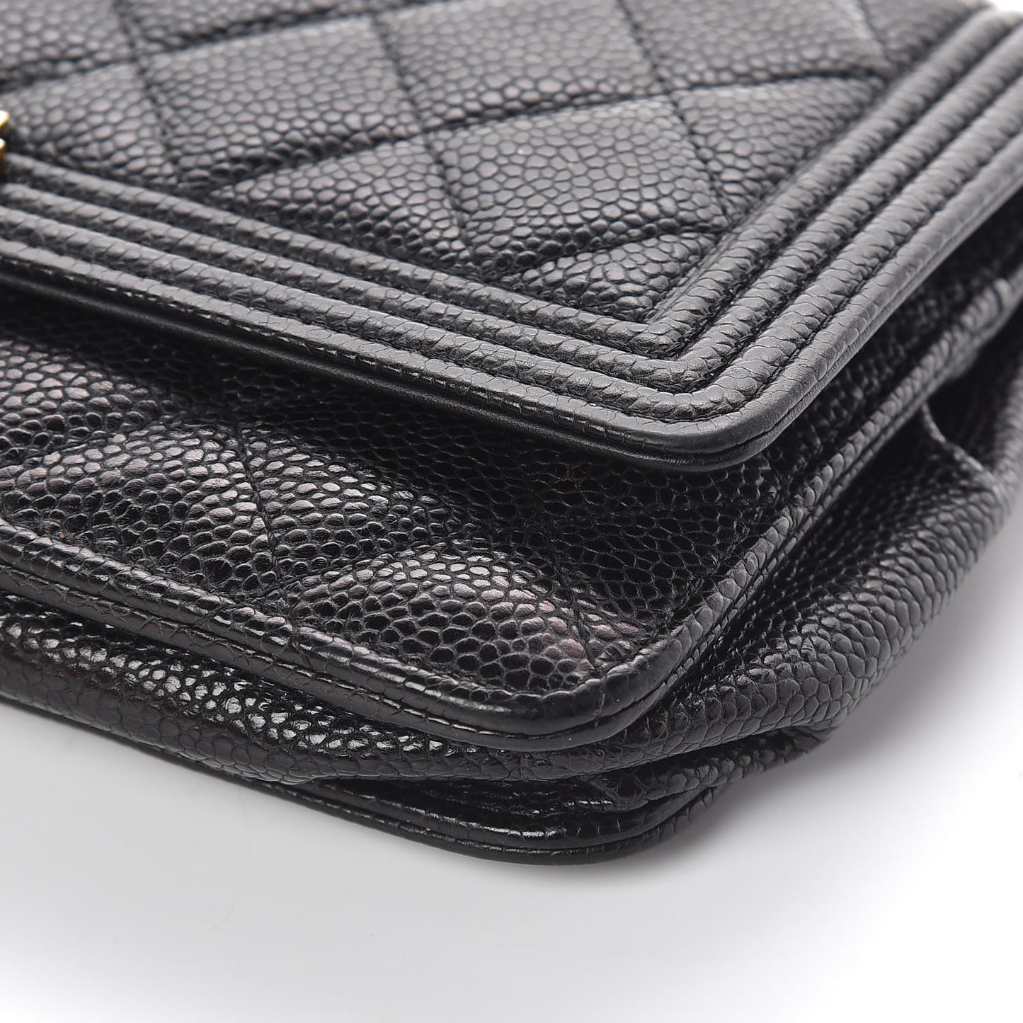 Caviar Quilted Boy Wallet On Chain WOC Black