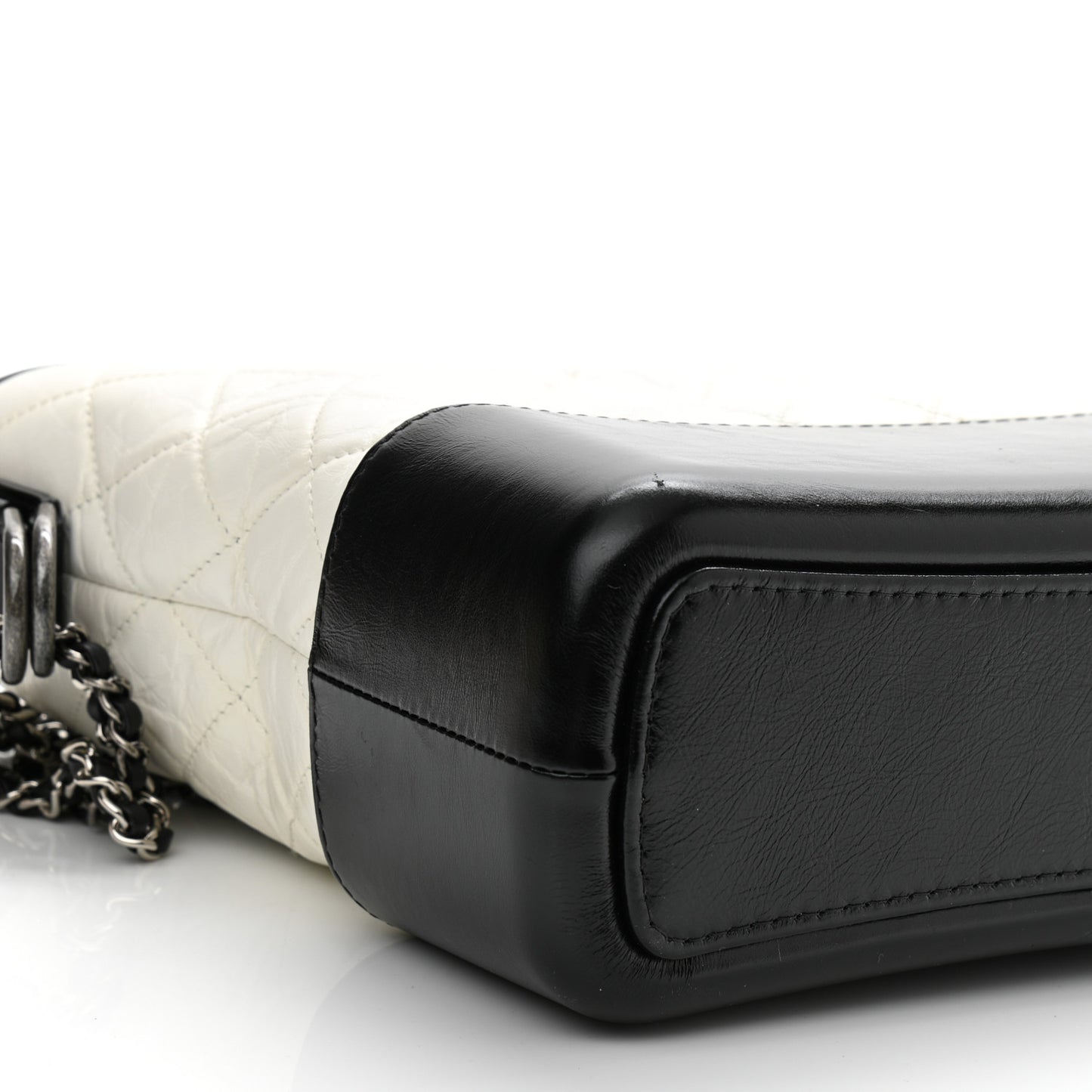 Aged Calfskin Quilted Medium Gabrielle Hobo Black White