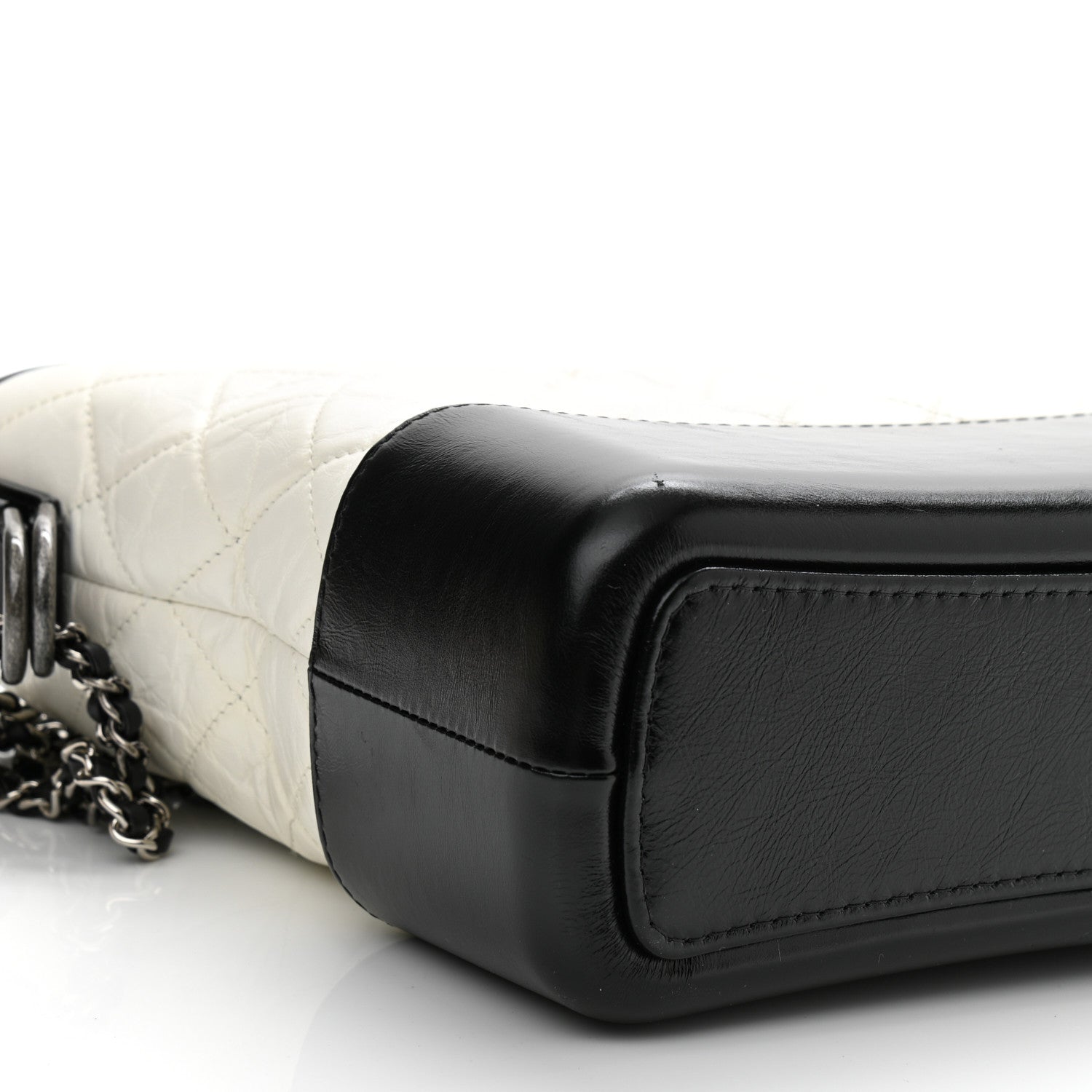 Chanel Aged Calfskin Quilted Medium Gabrielle Hobo Black White 16 of 21