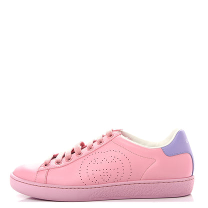 Gucci Calfskin Interlocking G Perforated Womens Ace Sneakers 36 Wild Rose Lapis 1 of 11
