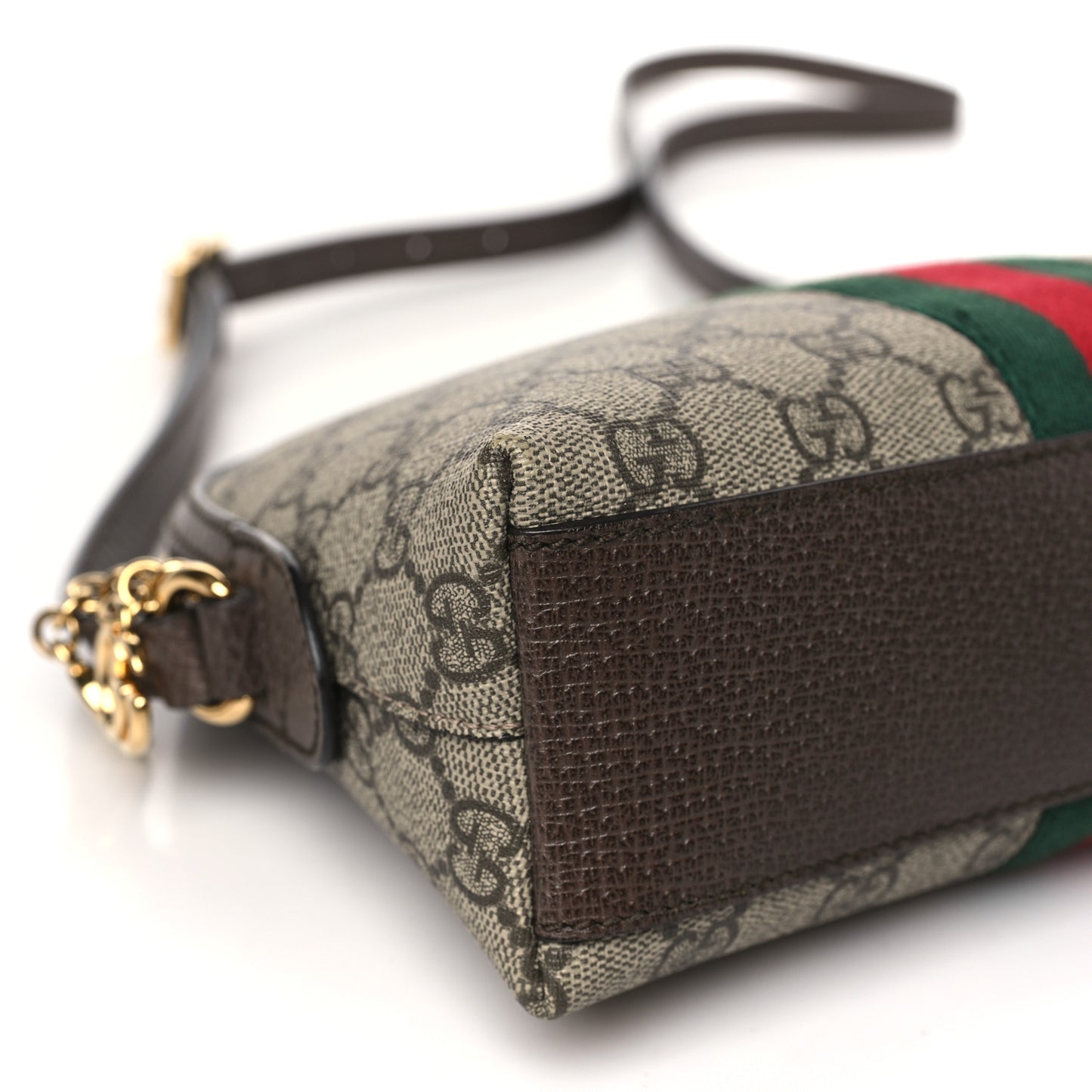 GG Supreme Monogram Textured Dollar Calfskin Web Small Ophidia Dome Shoulder Bag Beige Ebony New Acero