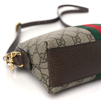 Gucci GG Supreme Monogram Textured Dollar Calfskin Web Small Ophidia Dome Shoulder Bag Beige Ebony New Acero 8 of 9