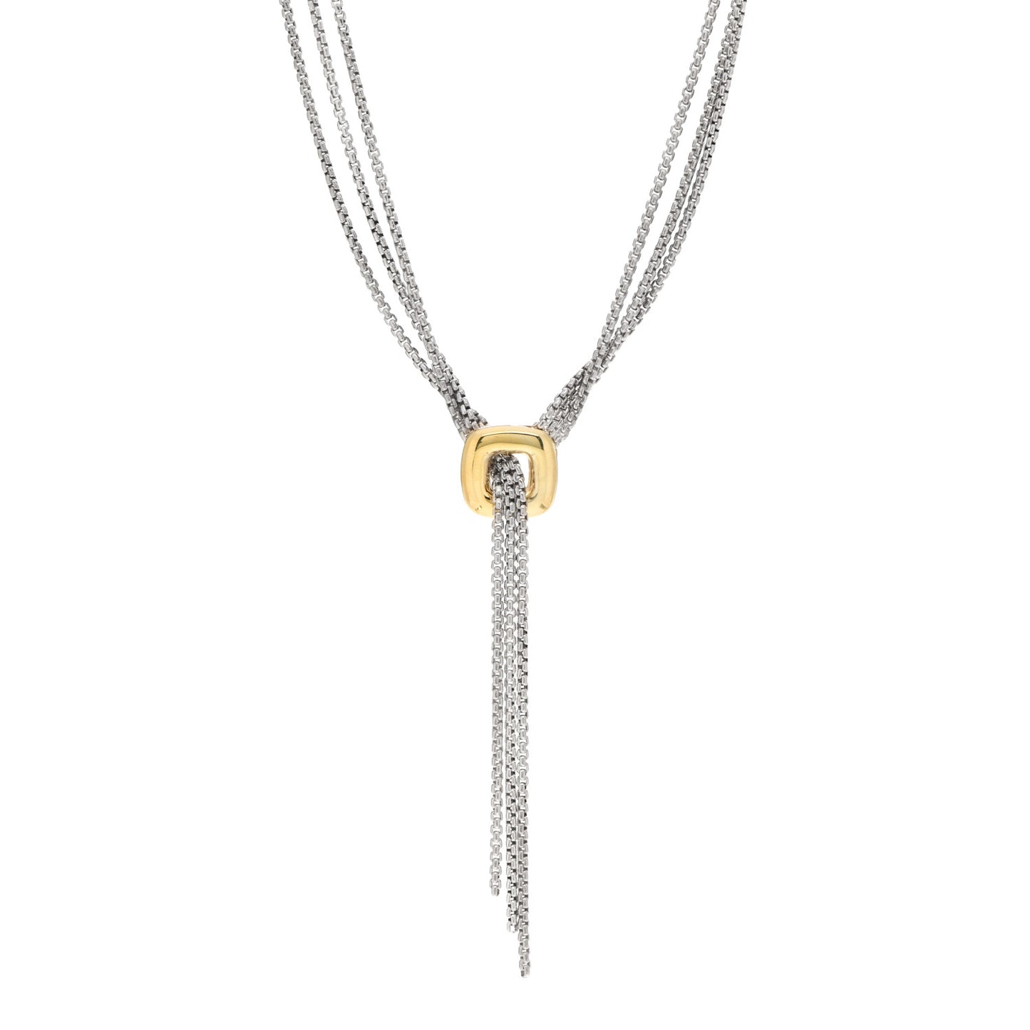 Sterling Silver 18K Yellow Gold Lariat Waterfall Necklace