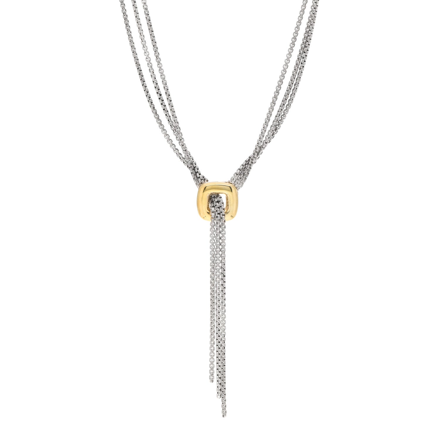 David Yurman Sterling Silver 18K Yellow Gold Lariat Waterfall Necklace 1 of 4