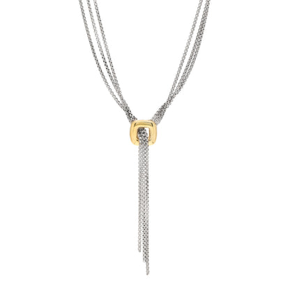 David Yurman Sterling Silver 18K Yellow Gold Lariat Waterfall Necklace 1 of 4