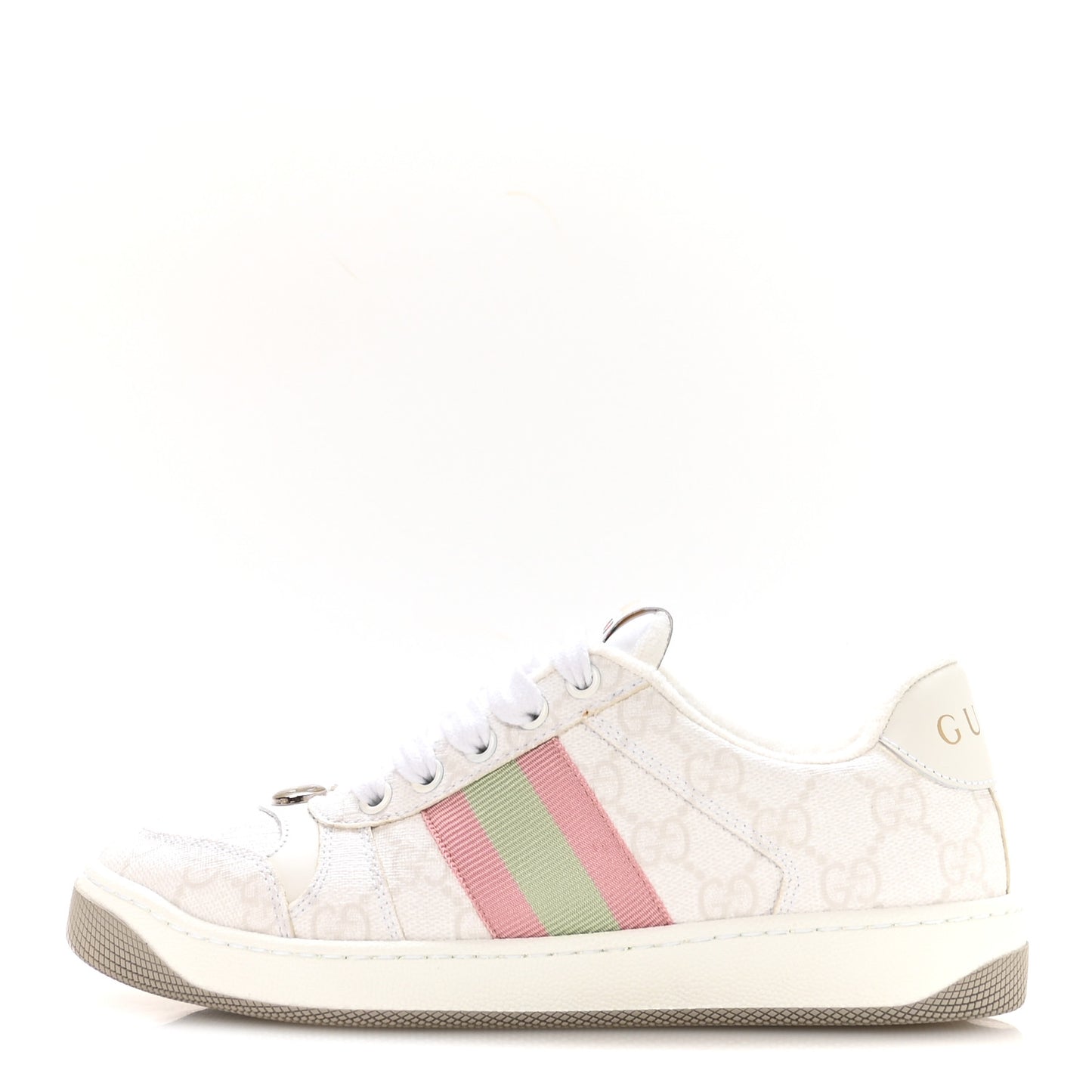 GG Monogram Web Screener Sneakers 35.5 White Grey Pink