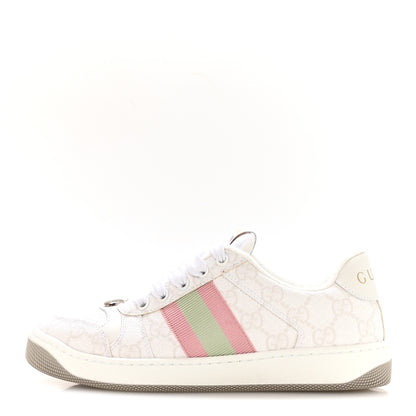 Gucci GG Monogram Web Screener Sneakers 35.5 White Grey Pink 1 of 9