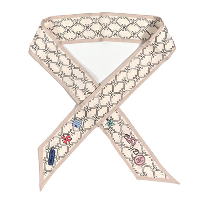 Chanel Silk CC Lucky Symbols Slim Bandeau Scarf Ecru Multicolor 1 of 4