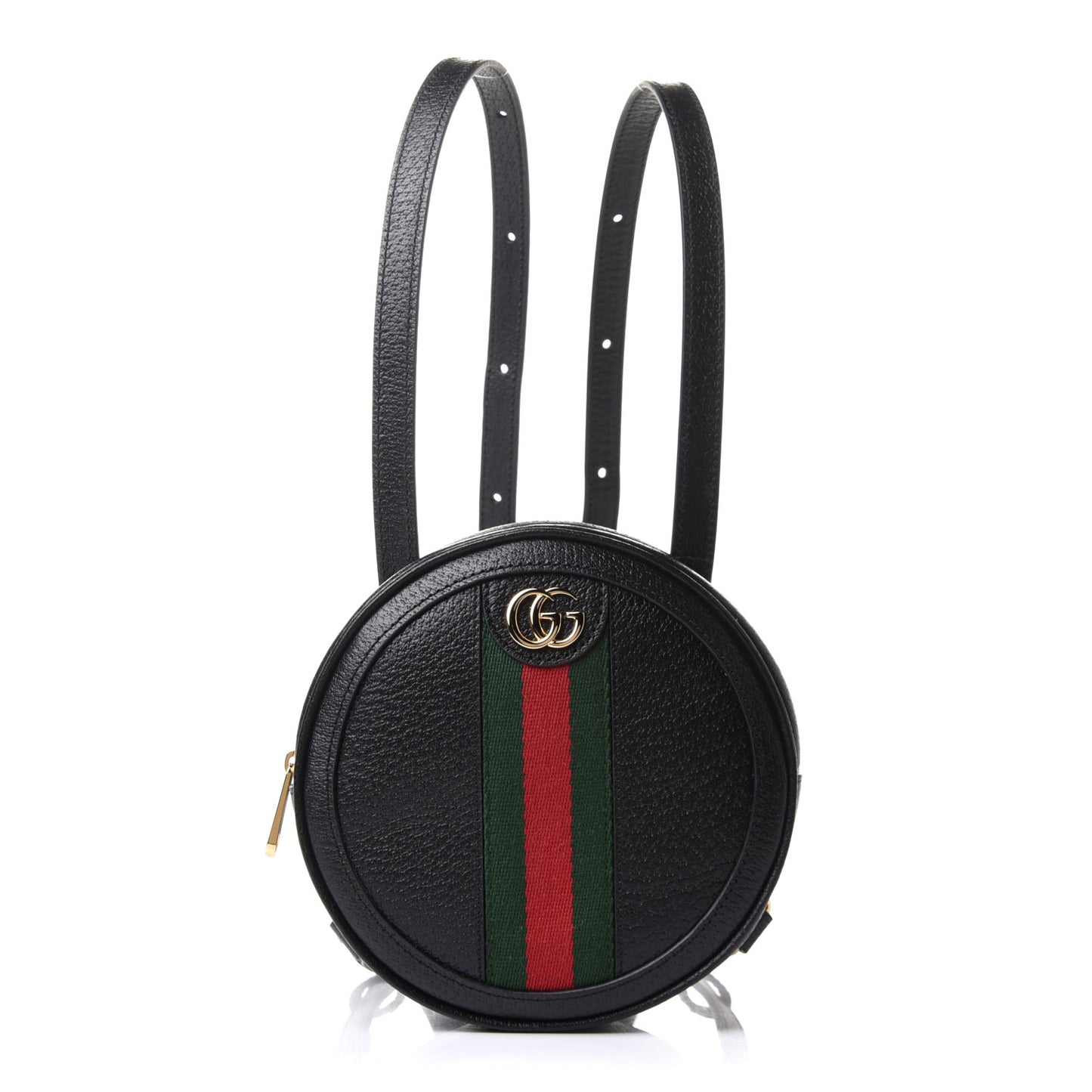 Grained Calfskin Web Mini Ophidia Round Backpack Black