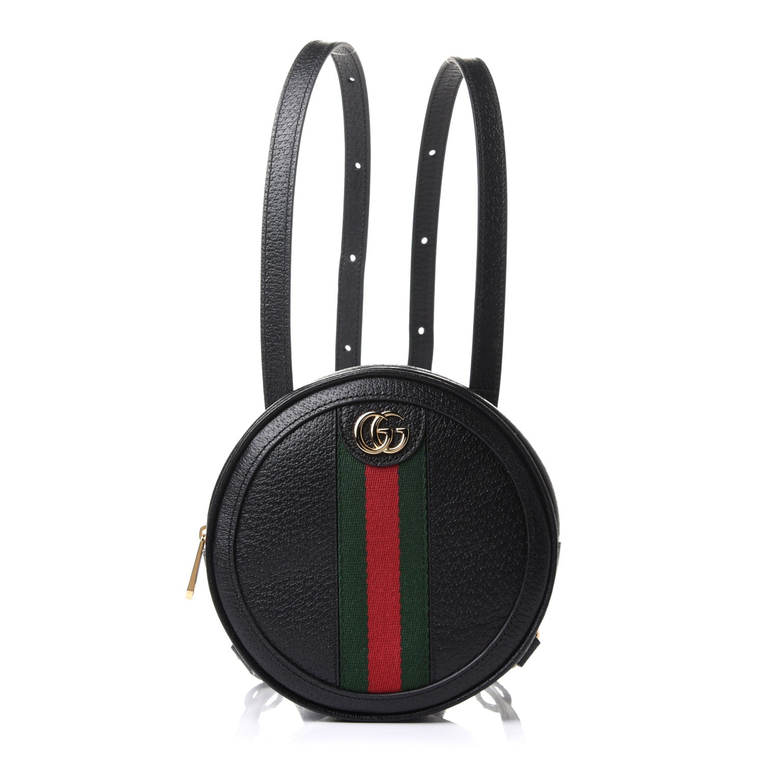 Gucci Grained Calfskin Web Mini Ophidia Round Backpack Black 1 of 10