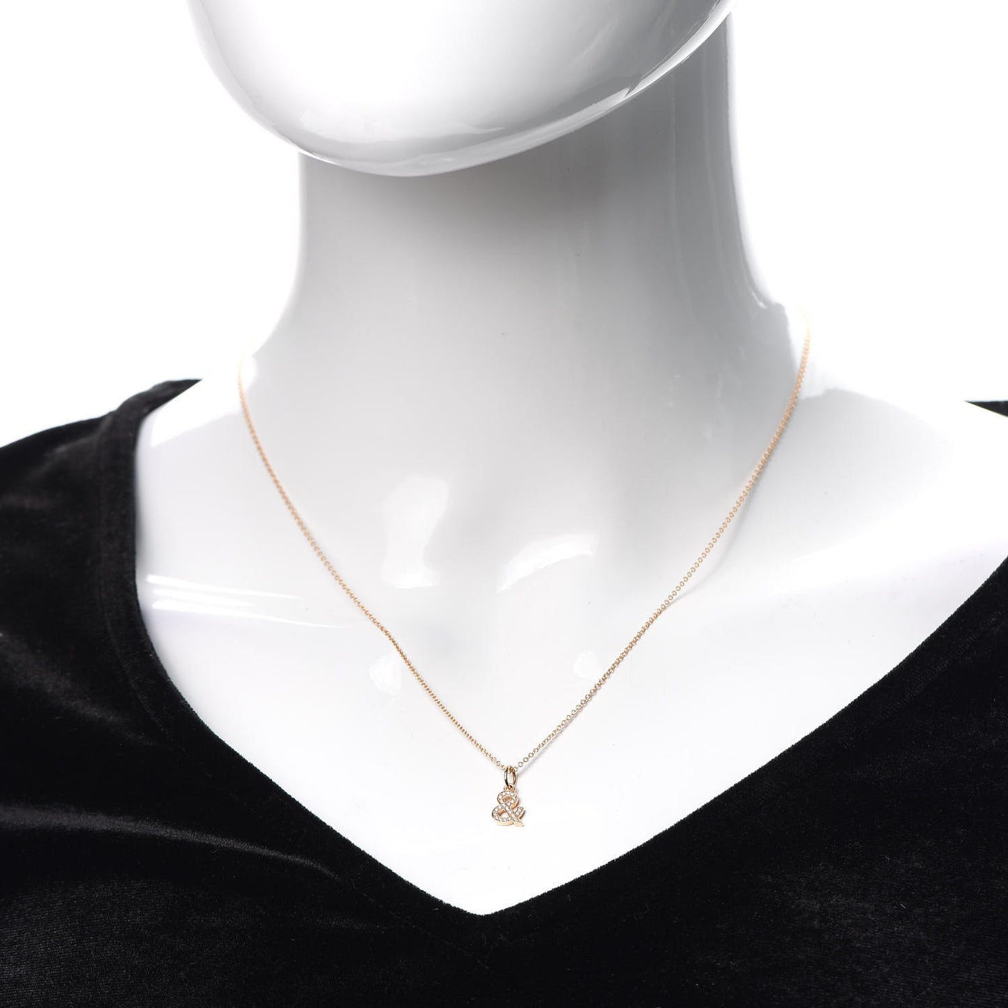 18K Rose Gold Diamond Small Ampersand Pendant Necklace