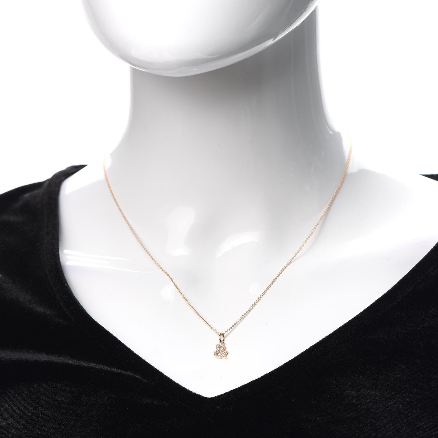 Tiffany 18K Rose Gold Diamond Small Ampersand Pendant Necklace 2 of 6