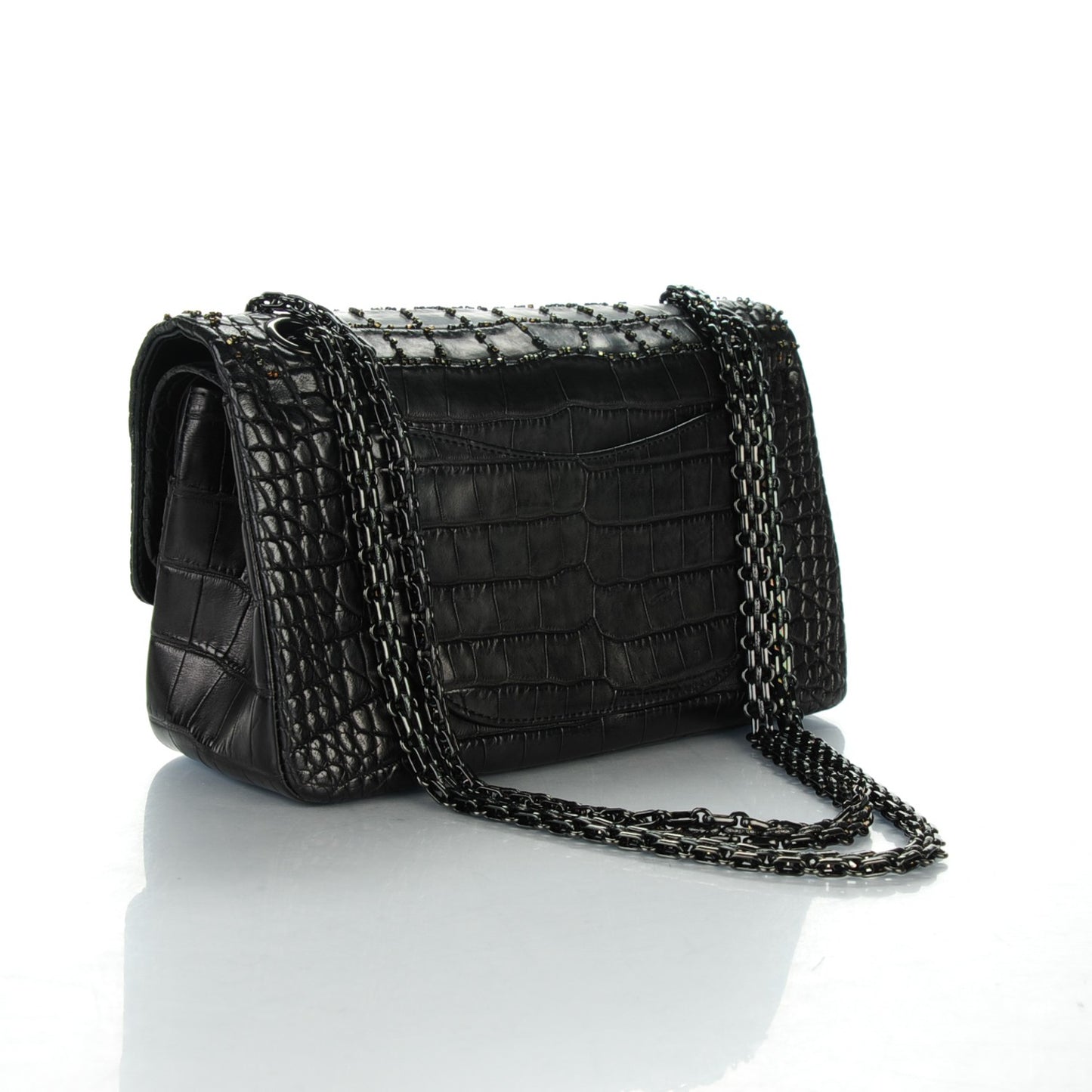 Beaded Alligator 2.55 Reissue 225 Flap So Black