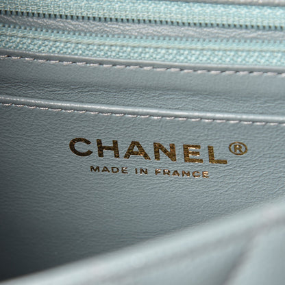 Chanel Iridescent Caviar Quilted Mini Rectangular Flap Light Blue 6 of 7