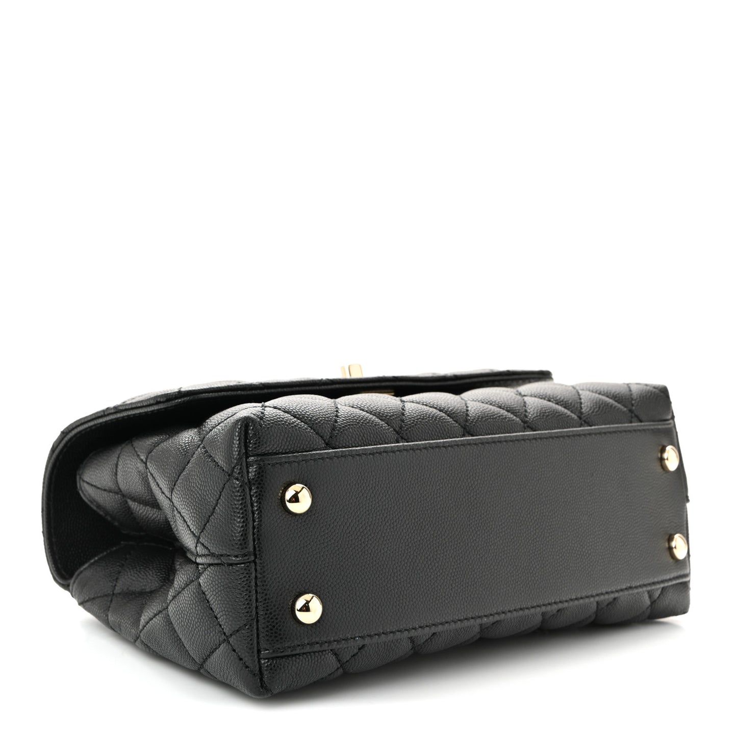 Caviar Quilted Mini Coco Handle Flap Black