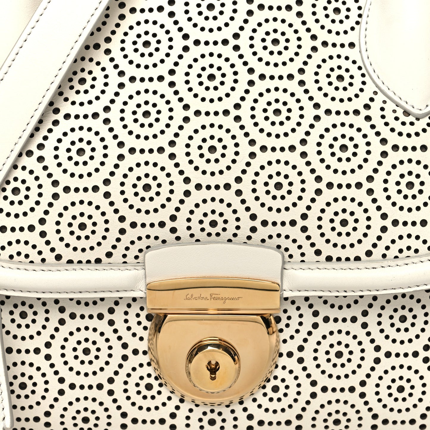 Calfskin Perforated Fiamma Bag White