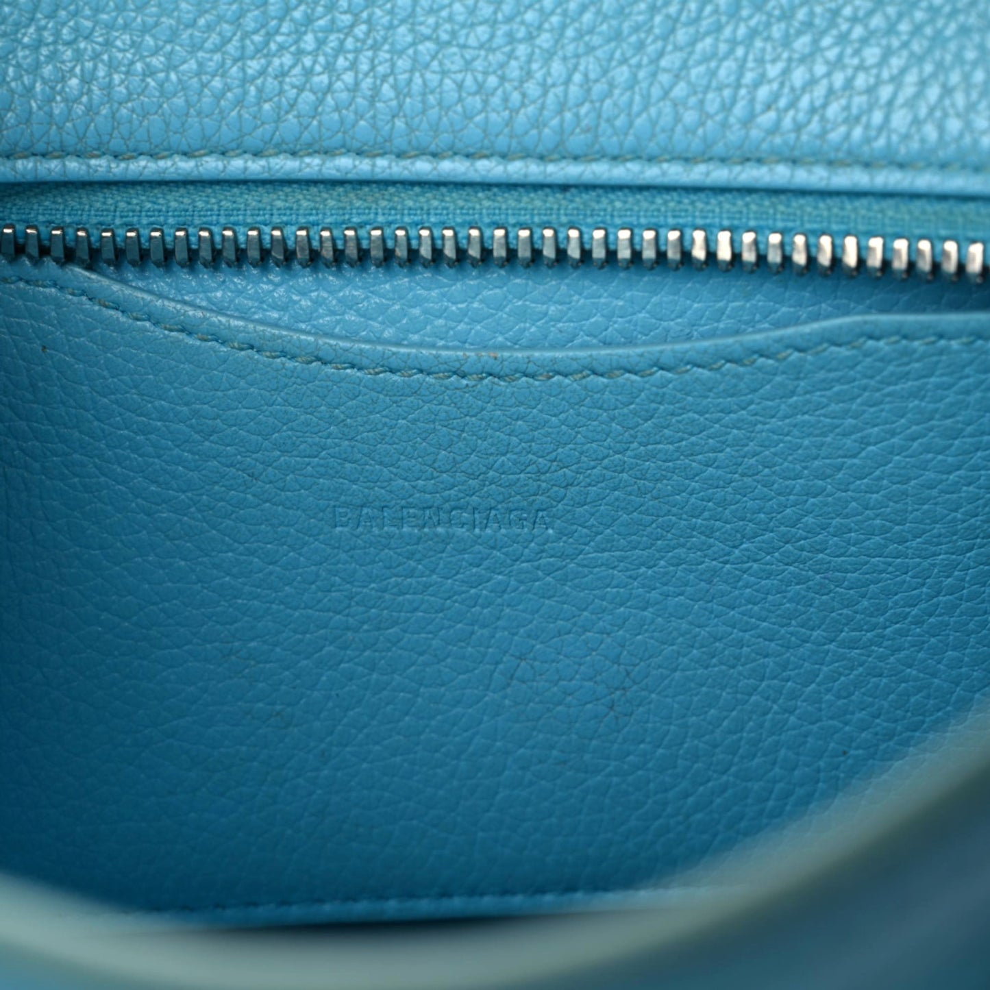 Grained Calfskin Neo Classic Silver Hardware Mini City Azur