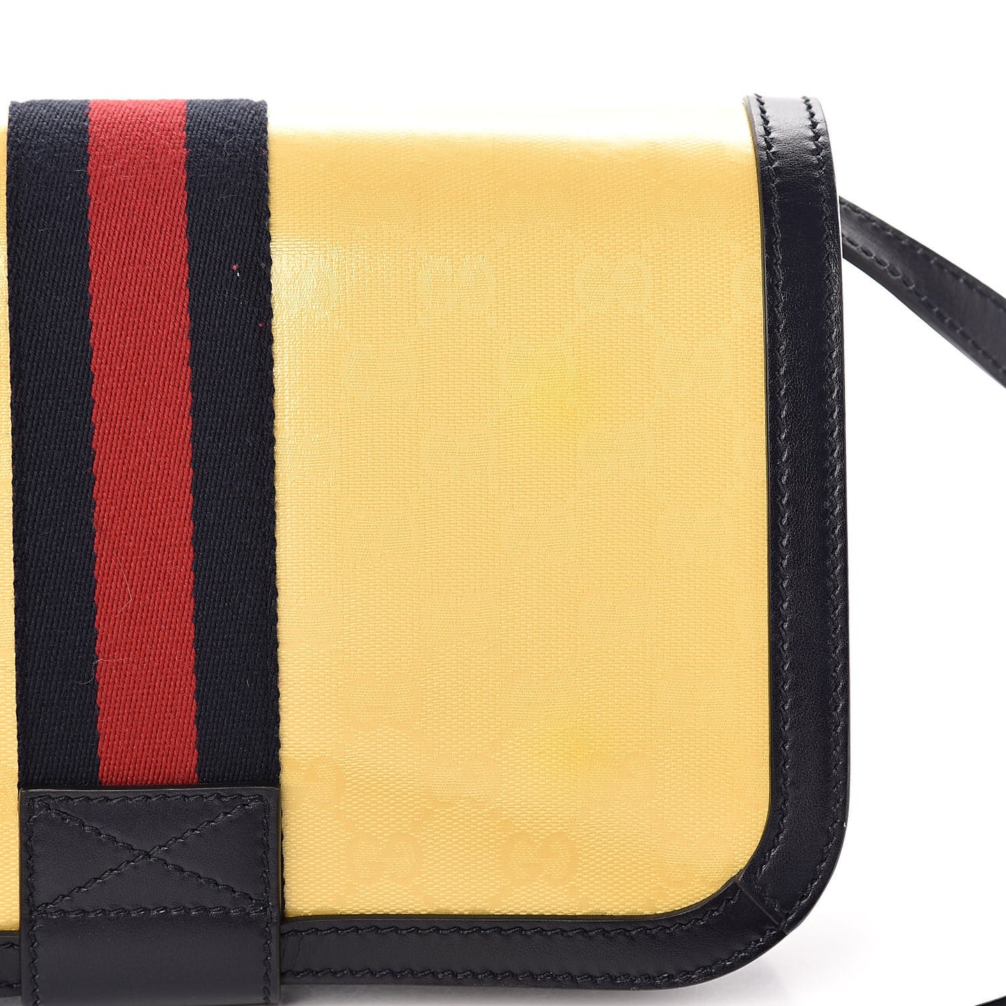 Crystal Monogram Plutone Calfskin Web Ophidia Flap Messenger Bag Straw Yellow Blue