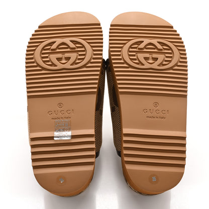 Gucci Monogram Jumbo GG Nappa Samoa Platform 40mm Slide Sandals 35 Camel Ebony New Acero 5 of 11