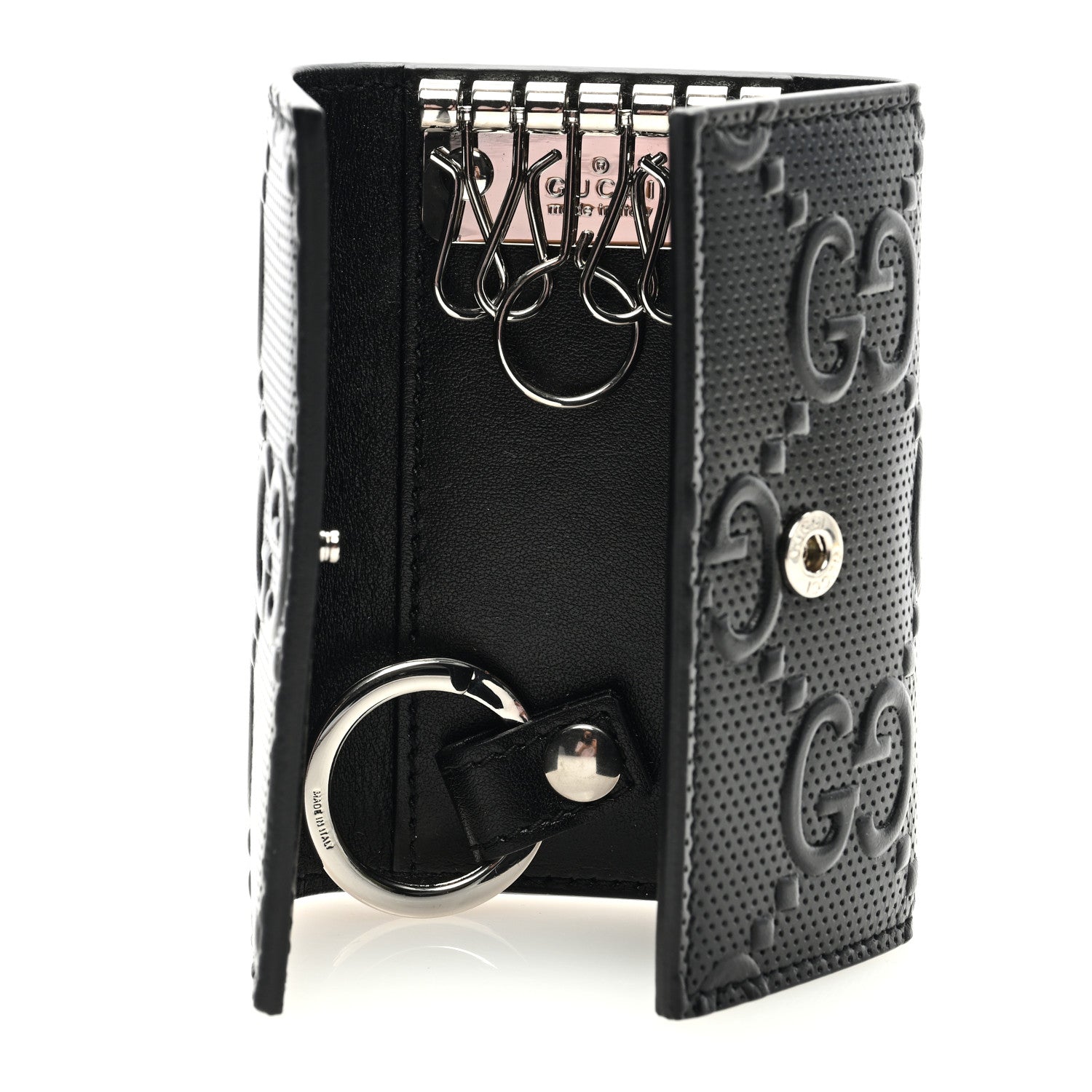 Gucci Calfskin GG Tennis Embossed 6 Key Holder Case Black 5 of 6