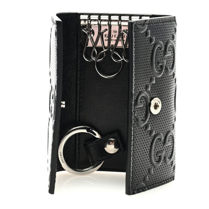 Gucci Calfskin GG Tennis Embossed 6 Key Holder Case Black 5 of 6