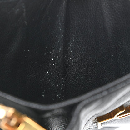 Saint Laurent Grain De Poudre Matelasse Chevron Monogram Compact Zip Around Wallet Black 9 of 11