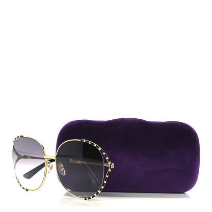 Gucci Metal Round Frame GG0595S Sunglasses Gold Black 8 of 8