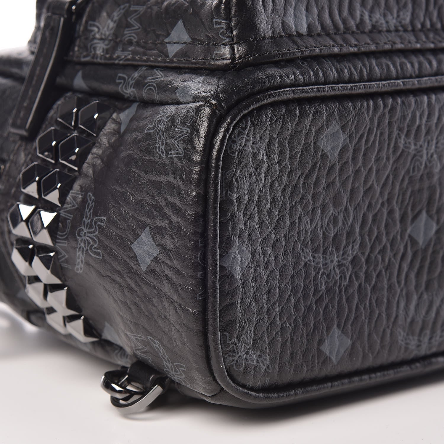MCM Visetos Side Stud X-Mini Stark Bebe Boo Backpack Black 9 of 10