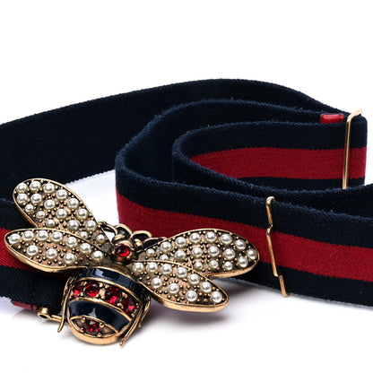 Gucci Web Queen Margaret Bee Belt 110 44 Red Navy 6 of 6