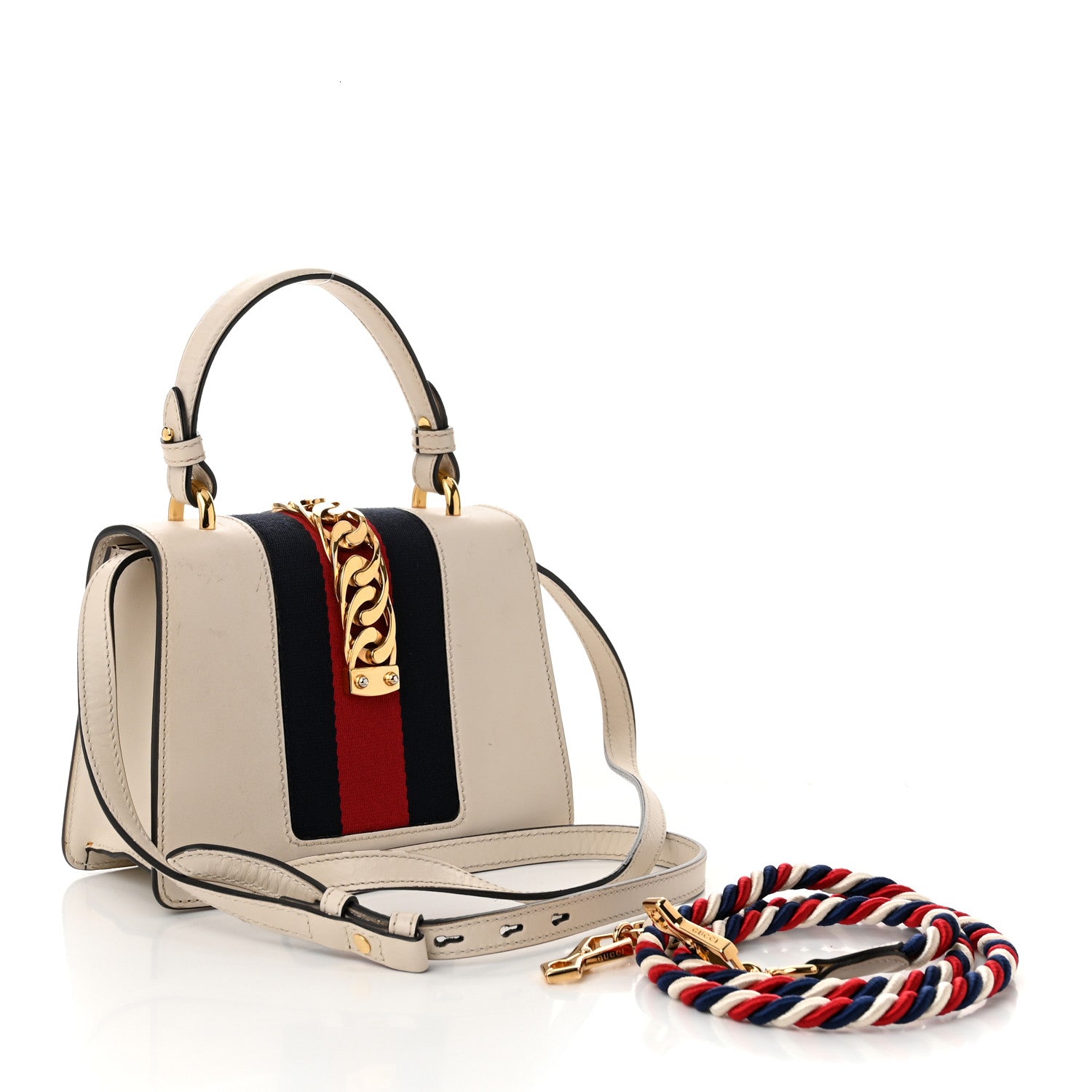Gucci Calfskin Mini Sylvie Top Handle Bag White 3 of 13