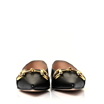 Gucci Nappa Lumiere Deva Horsebit Chain Embellished Flats 37.5 Black 2 of 8