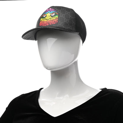 Gucci GG Supreme Monogram Eagle Print Baseball Hat XS Black 2 of 10
