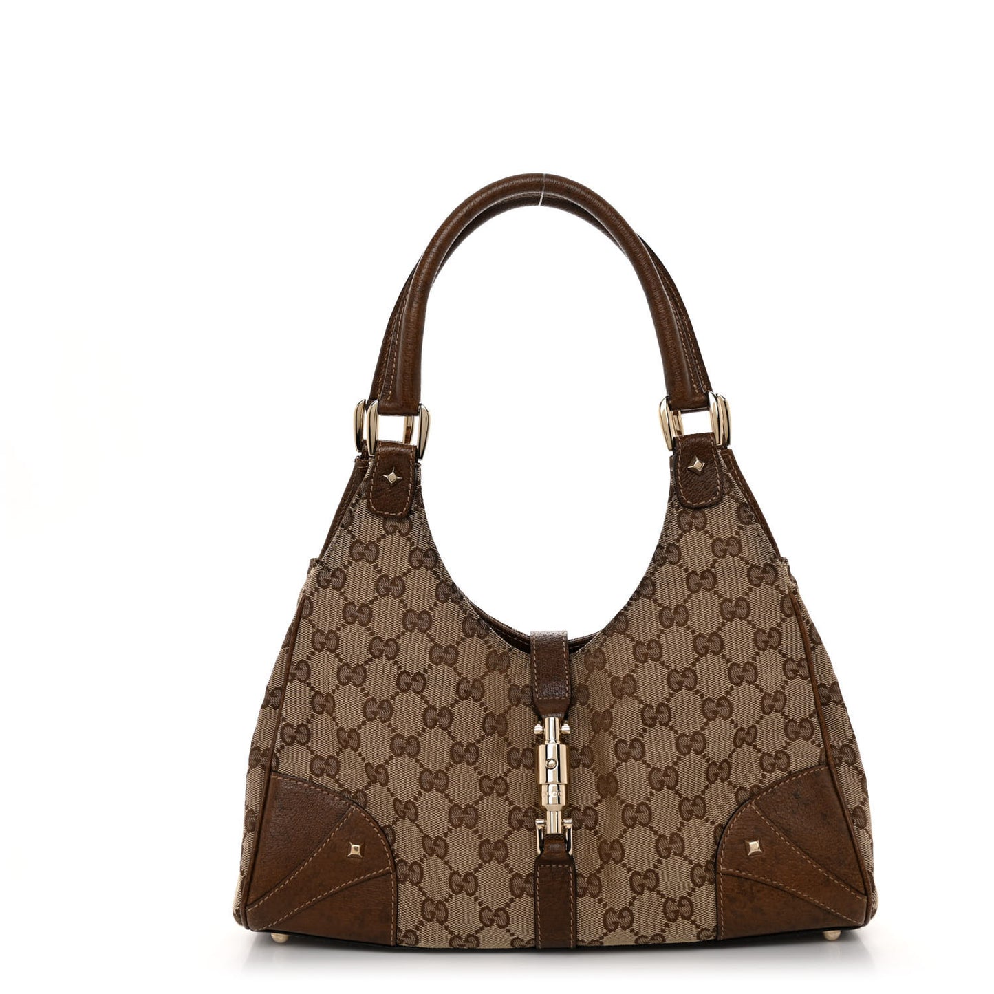 Monogram Calfskin Large Bardot Shoulder Bag Brown
