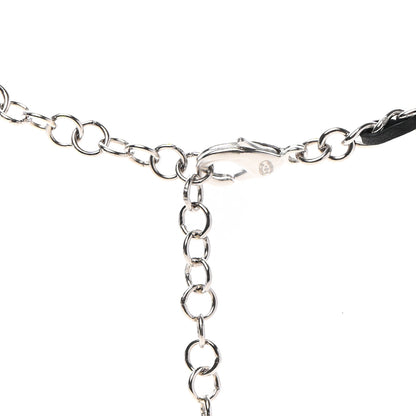 Chanel Metal Lambskin CC Chain Necklace Silver Black 4 of 6