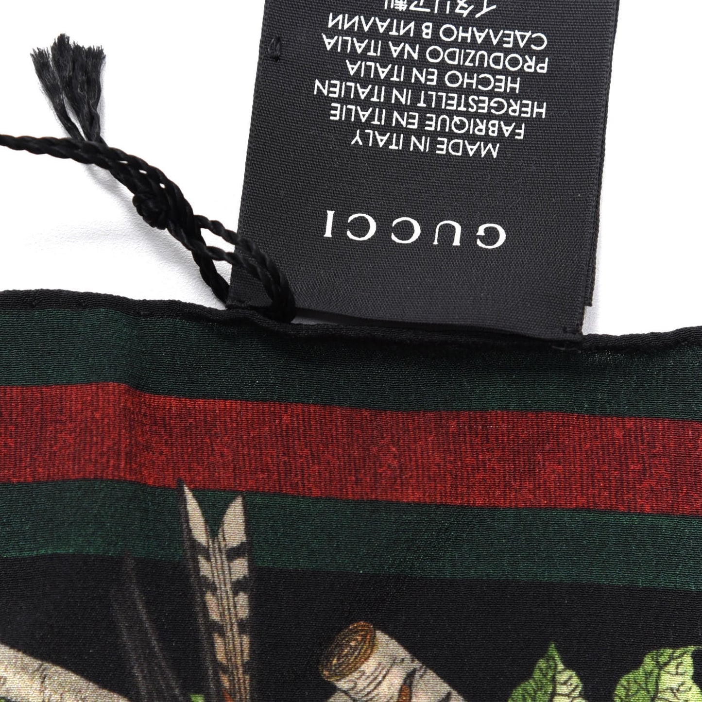 Silk Floral Condor Square Handkerchief Black