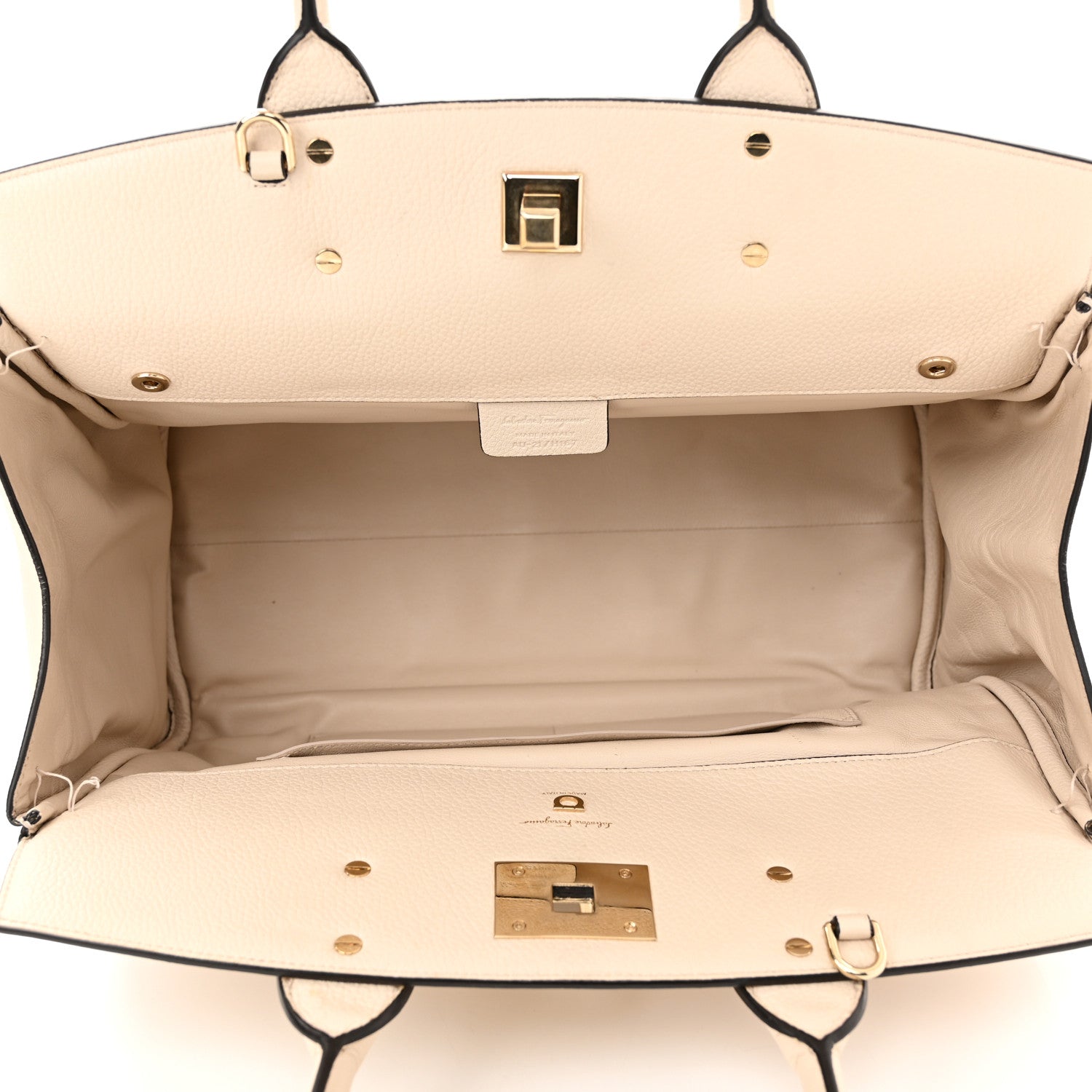 Salvatore Ferragamo Calfskin Large Studio Bag Bone 6 of 16