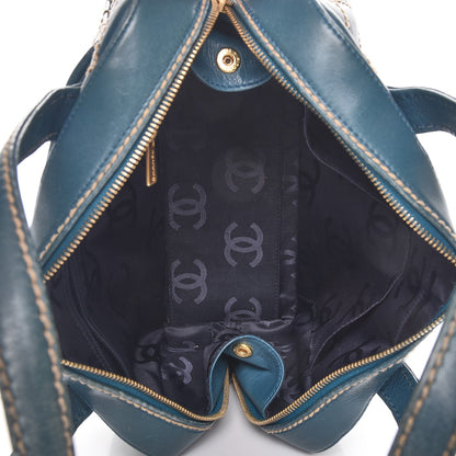 Chanel Calfskin Contrast Stitch Surpique Bowler Blue 5 of 10