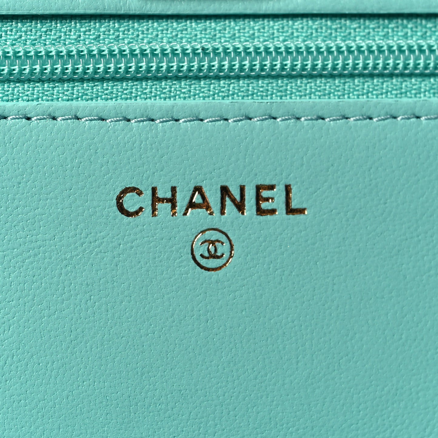 Lambskin Quilted Trendy CC Wallet On Chain WOC Turquoise